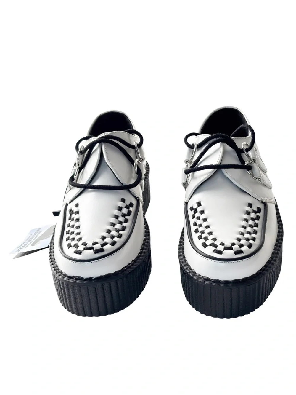 T.U.K. White Leather Viva Mondo Creeper | size 8W